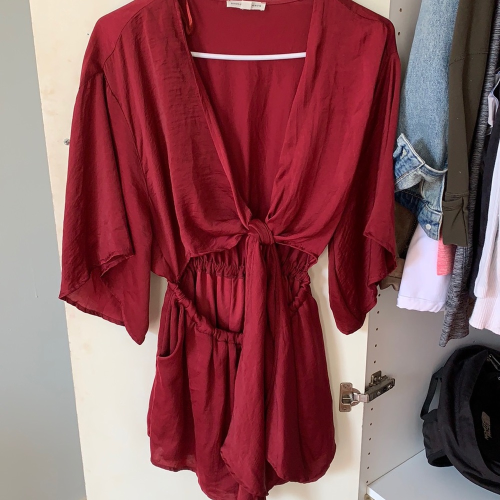 Maroon silk romper